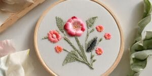 Bastonete bordado a mão livre de flore