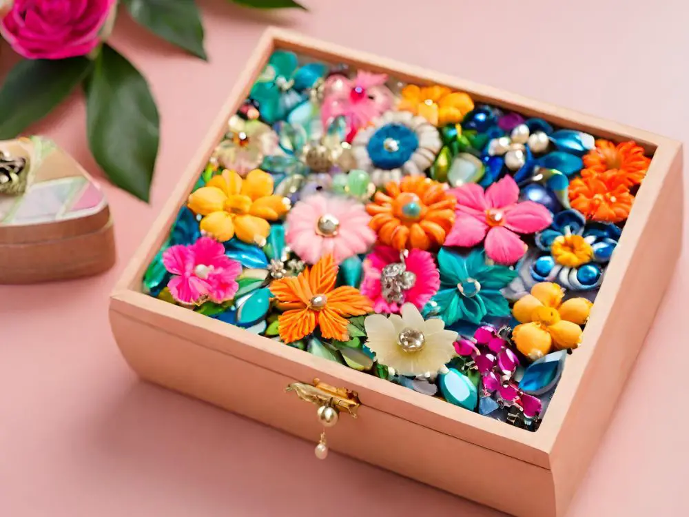 caixa de joias artesanal com flores