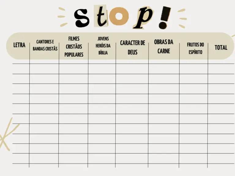 Adedonha temas para Stop Cristão : 60 ideias de temas divertidos e diferentes