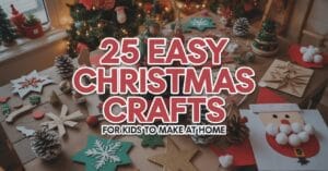 table full of kids crafts hanmade to make at home