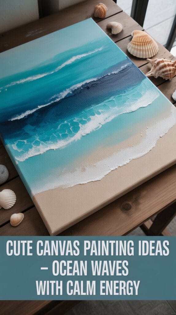 Layered blue and white ocean waves with a miniature sailboat for added charm.