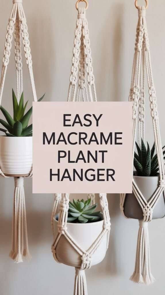 Round macrame coaster made with braided cotton cord, boho style, natural color, minimalist table decor.