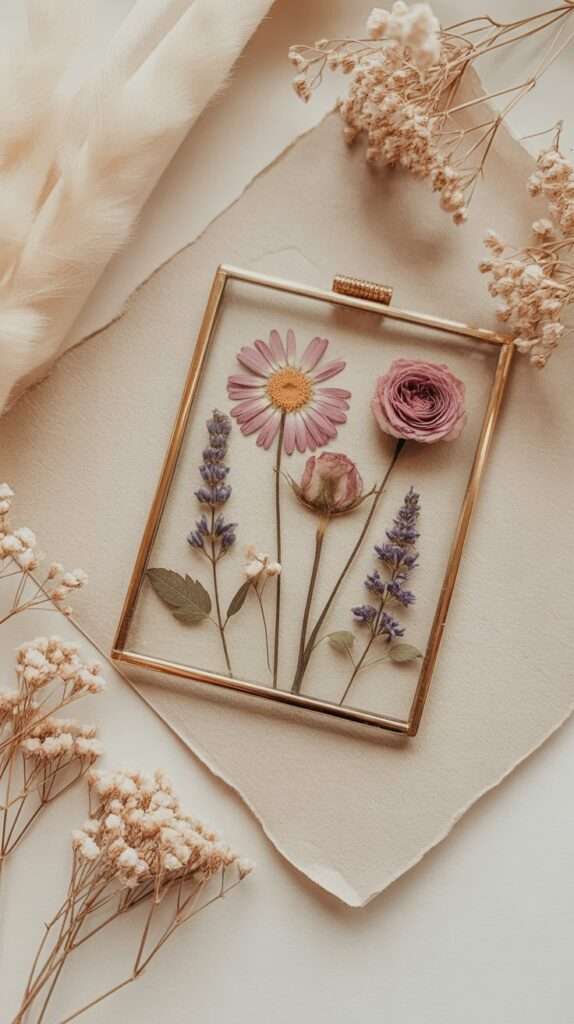 delicate pressed flower art frame