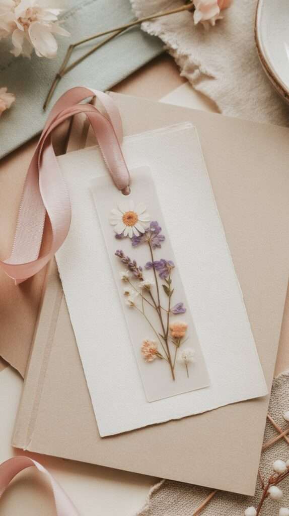 pressed flower bookmark