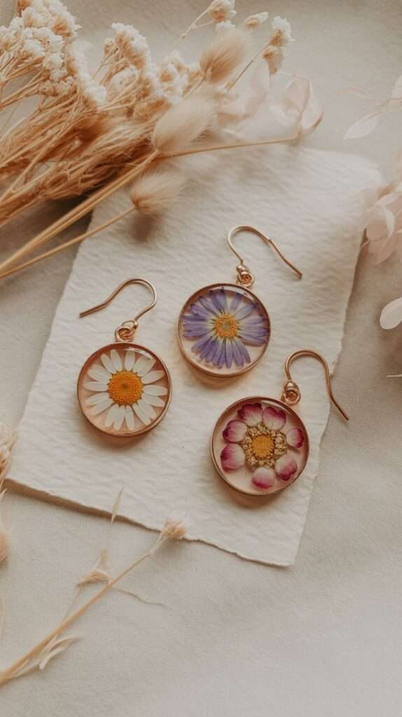 pressed flower earrings