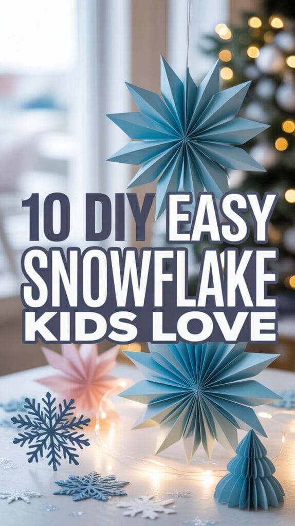 paper snowflakes at a cozy Christmas table, glitter around