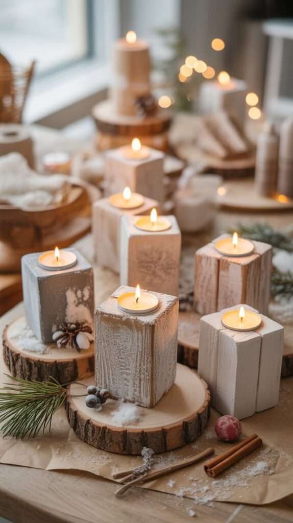 a candle honder made in wooden