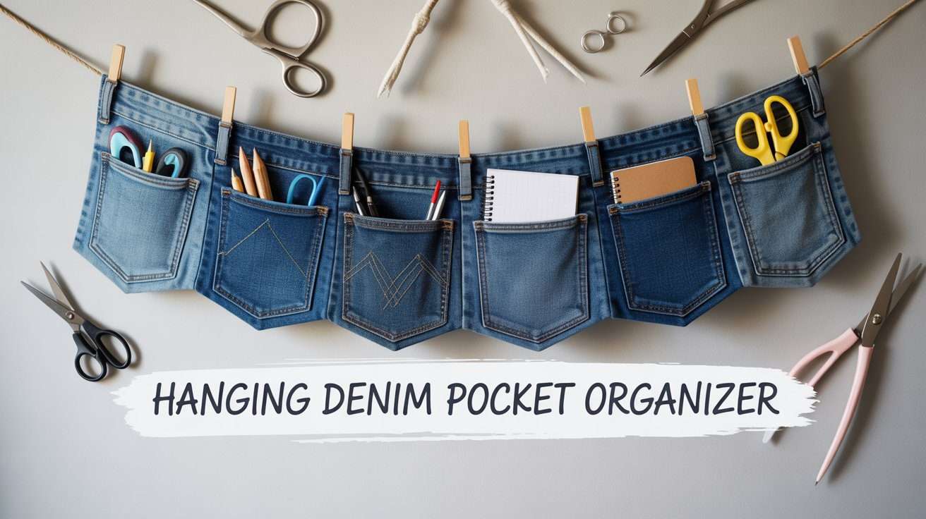 hanging wall organaizer made from jean