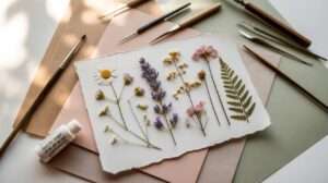 pressed flower with glue