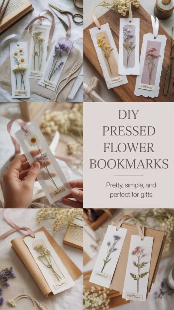 pressed flower bookmarks