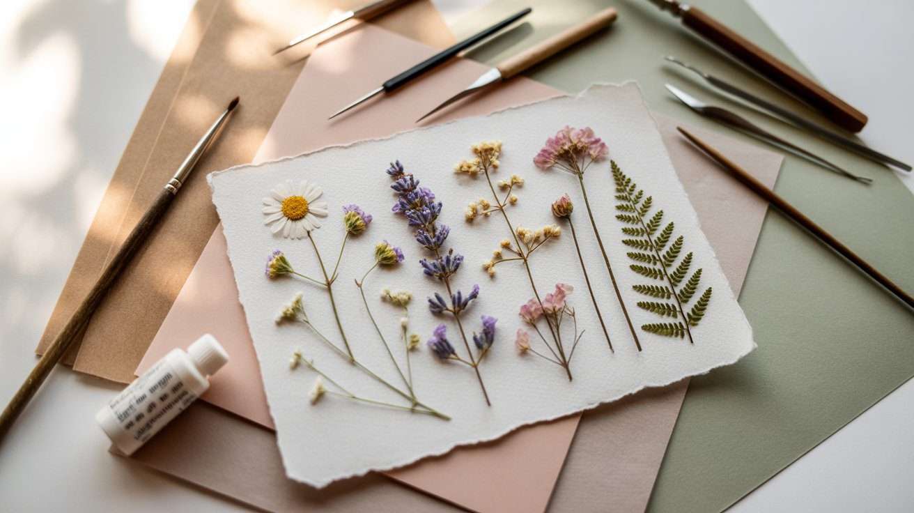 pressed flower with glue