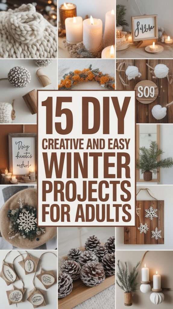 a collage full of winter crafts for adults
