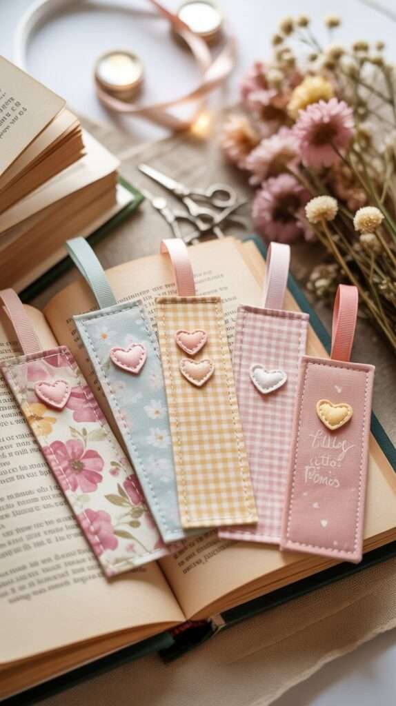Fabric bookmark with heart