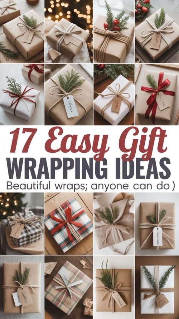 a collage of multiple gifts wrapping