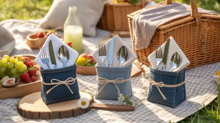 denin cutlery holders