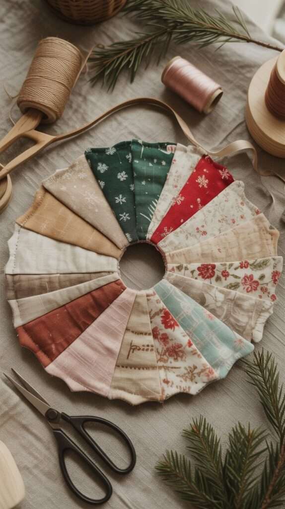 a handmade christmas wreat patchwork