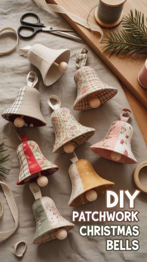 7 christmas patchwork bells