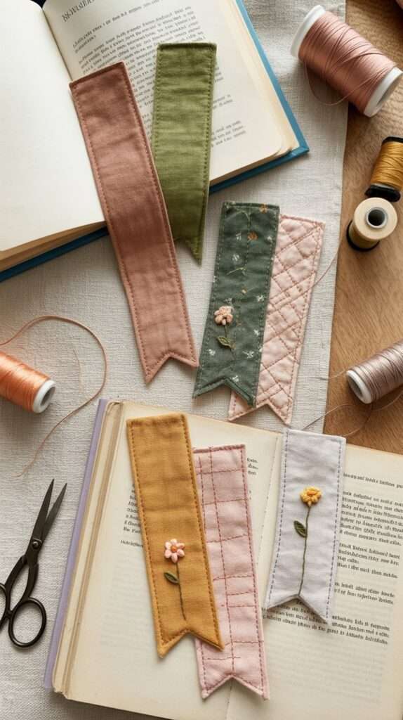 cute handmade fabric scrap bookmark