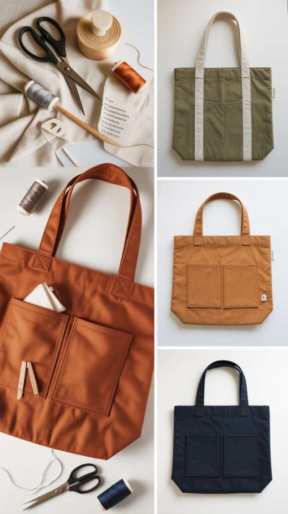 a rectangule tote bag sewing by hand