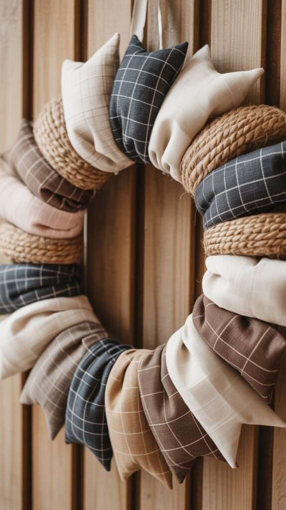 farmhouse winter patcwork wreath