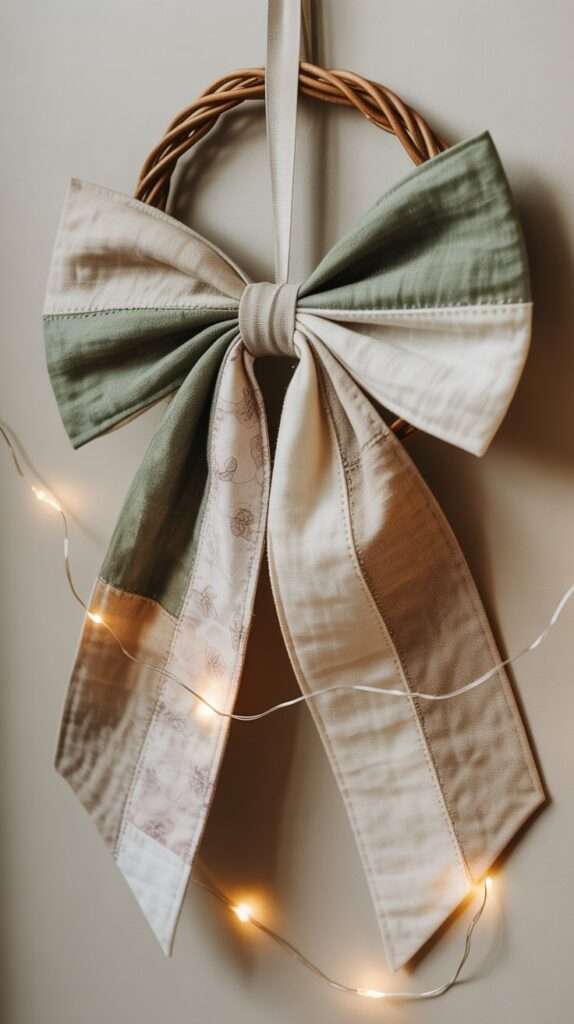 linen patchwork wreath