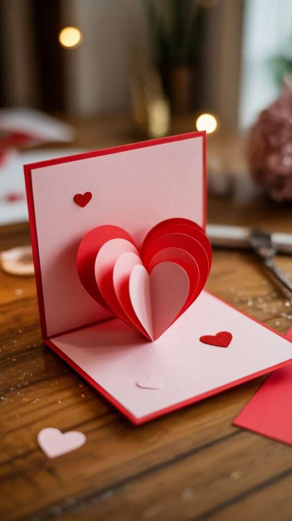 a pop-up valentine paper card
