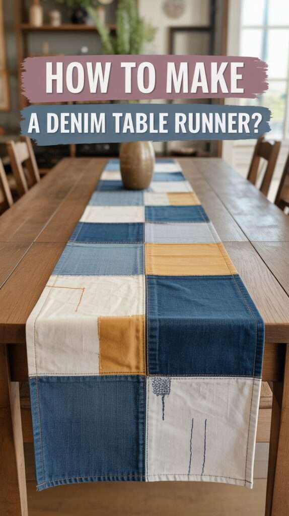 a handmade denim table runner
