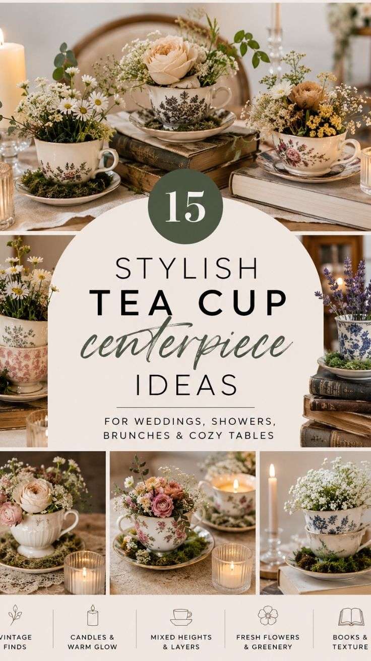Stylish Tea Cup Centerpiece